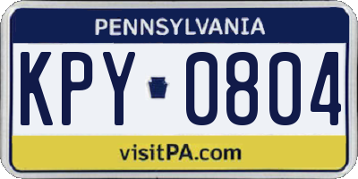 PA license plate KPY0804