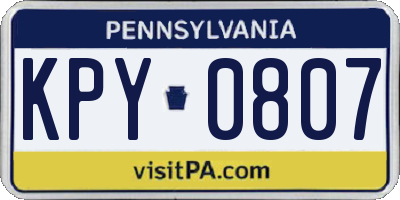 PA license plate KPY0807