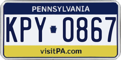 PA license plate KPY0867