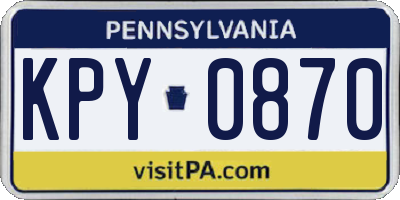 PA license plate KPY0870