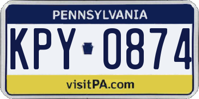 PA license plate KPY0874