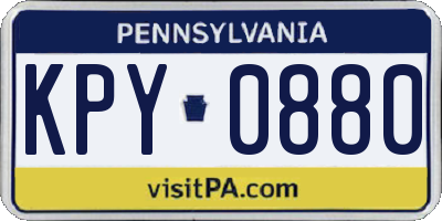 PA license plate KPY0880