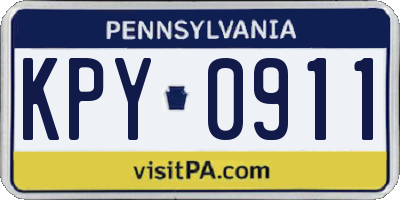 PA license plate KPY0911
