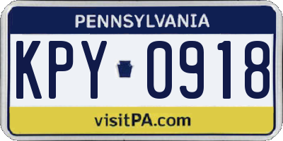 PA license plate KPY0918