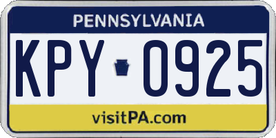 PA license plate KPY0925