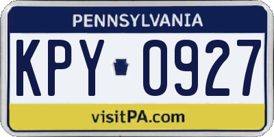 PA license plate KPY0927