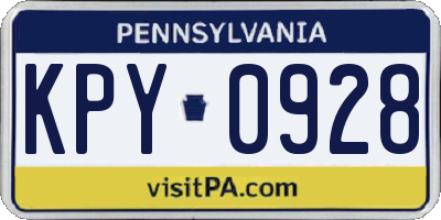 PA license plate KPY0928