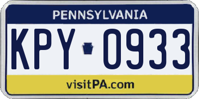 PA license plate KPY0933