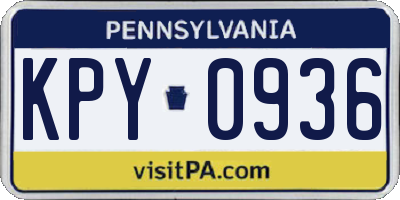 PA license plate KPY0936