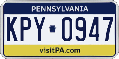 PA license plate KPY0947