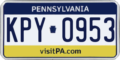 PA license plate KPY0953