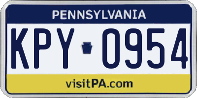 PA license plate KPY0954