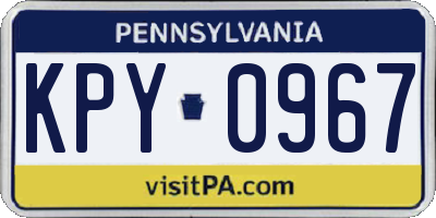 PA license plate KPY0967