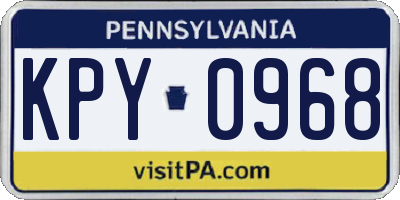 PA license plate KPY0968