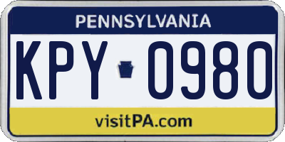 PA license plate KPY0980