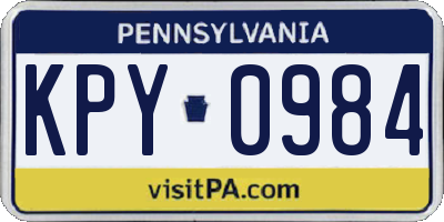 PA license plate KPY0984