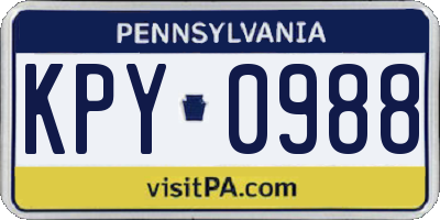 PA license plate KPY0988