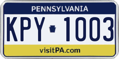 PA license plate KPY1003
