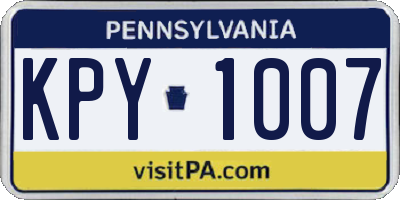 PA license plate KPY1007