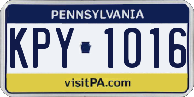 PA license plate KPY1016