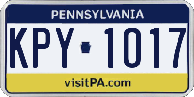 PA license plate KPY1017