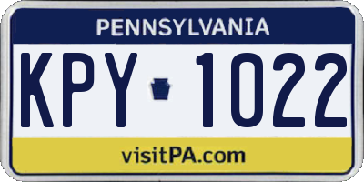 PA license plate KPY1022
