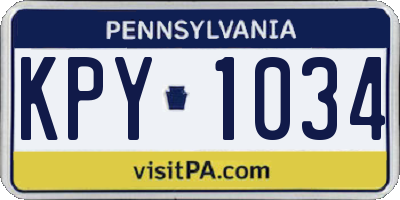PA license plate KPY1034
