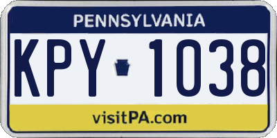 PA license plate KPY1038