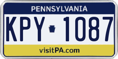 PA license plate KPY1087