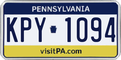 PA license plate KPY1094