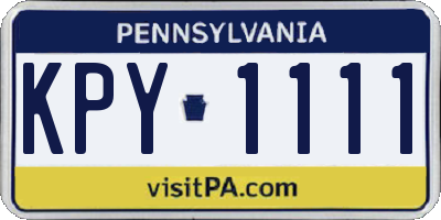 PA license plate KPY1111
