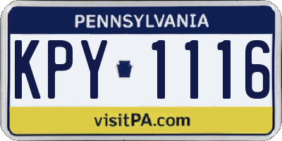 PA license plate KPY1116