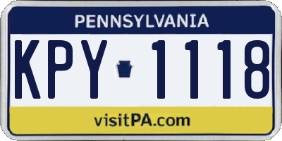PA license plate KPY1118