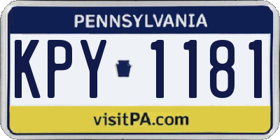 PA license plate KPY1181