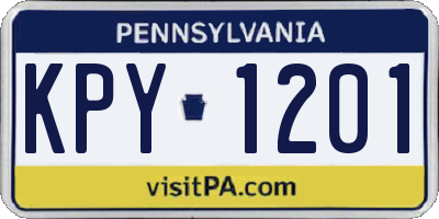 PA license plate KPY1201