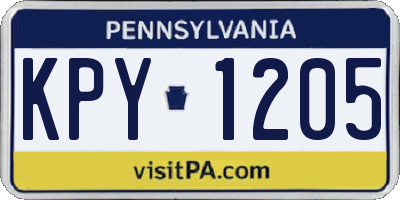 PA license plate KPY1205