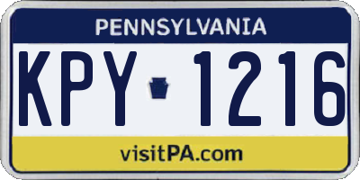 PA license plate KPY1216