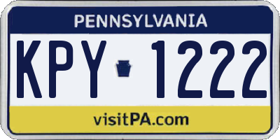 PA license plate KPY1222