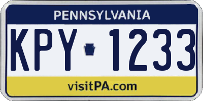 PA license plate KPY1233