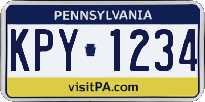 PA license plate KPY1234