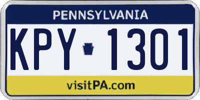 PA license plate KPY1301