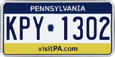 PA license plate KPY1302