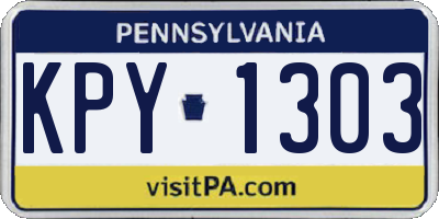 PA license plate KPY1303