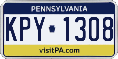 PA license plate KPY1308