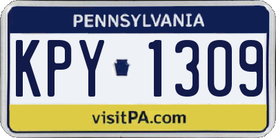 PA license plate KPY1309