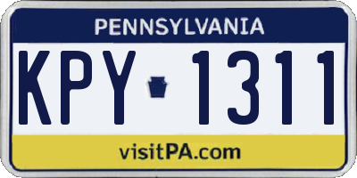 PA license plate KPY1311