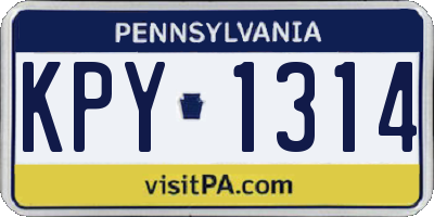 PA license plate KPY1314