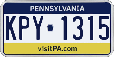 PA license plate KPY1315