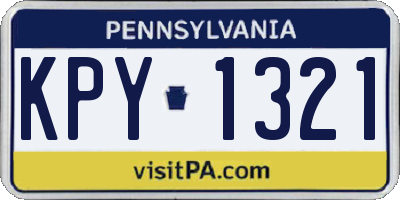 PA license plate KPY1321