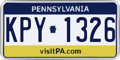 PA license plate KPY1326